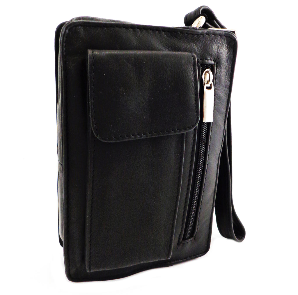 Black Leather Mans Bag with Wrist Strap - Style 252145 – Cox&#39;s Leather Shop