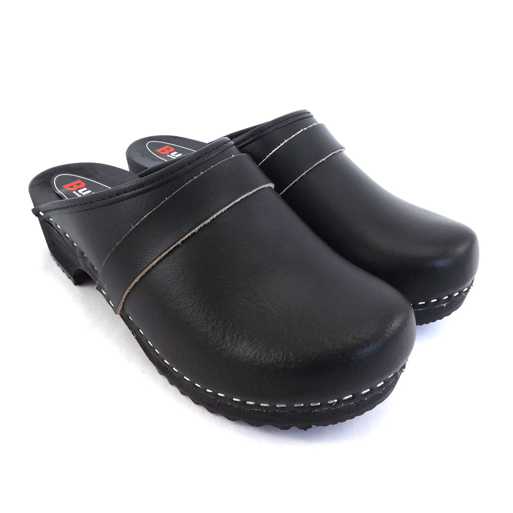 Buxa Traditional Wooden Clog - Black – Cox's Leather Shop