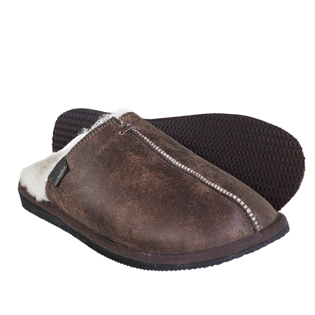 mens leather mule slippers