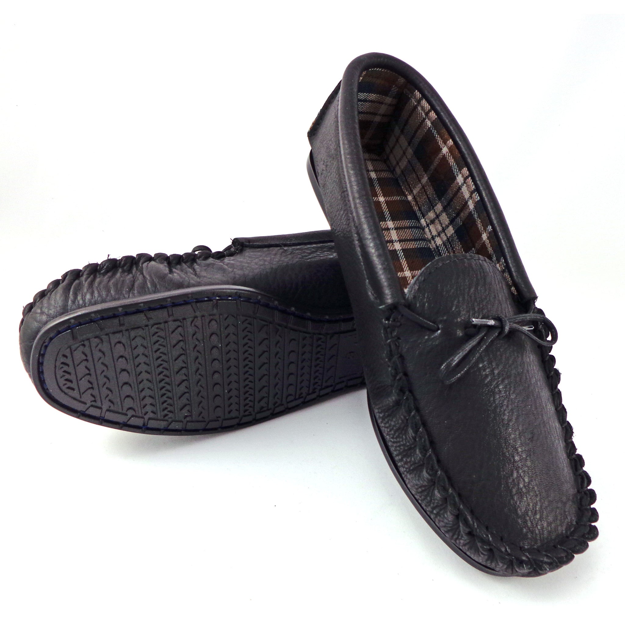 Mens Leather Moccasin Slipper with 