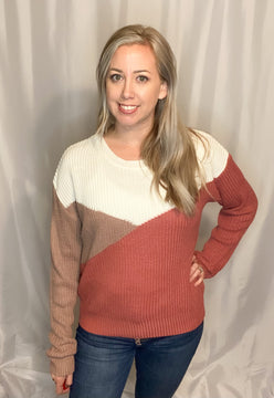 Mauve Color Block Sweater