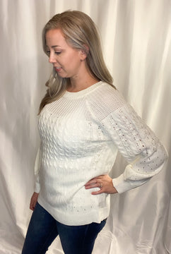 Cream Tri-Knit Sweater
