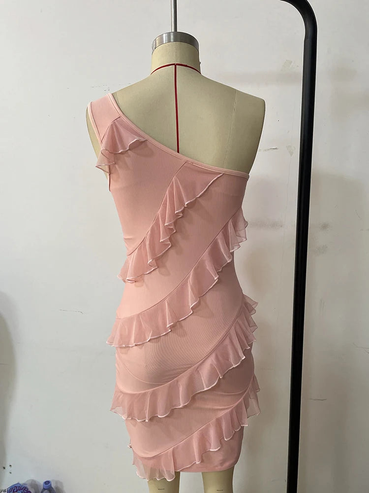 Stylish One-Shoulder Mini Dress for Women - Sleeveless and Slim - Image 6