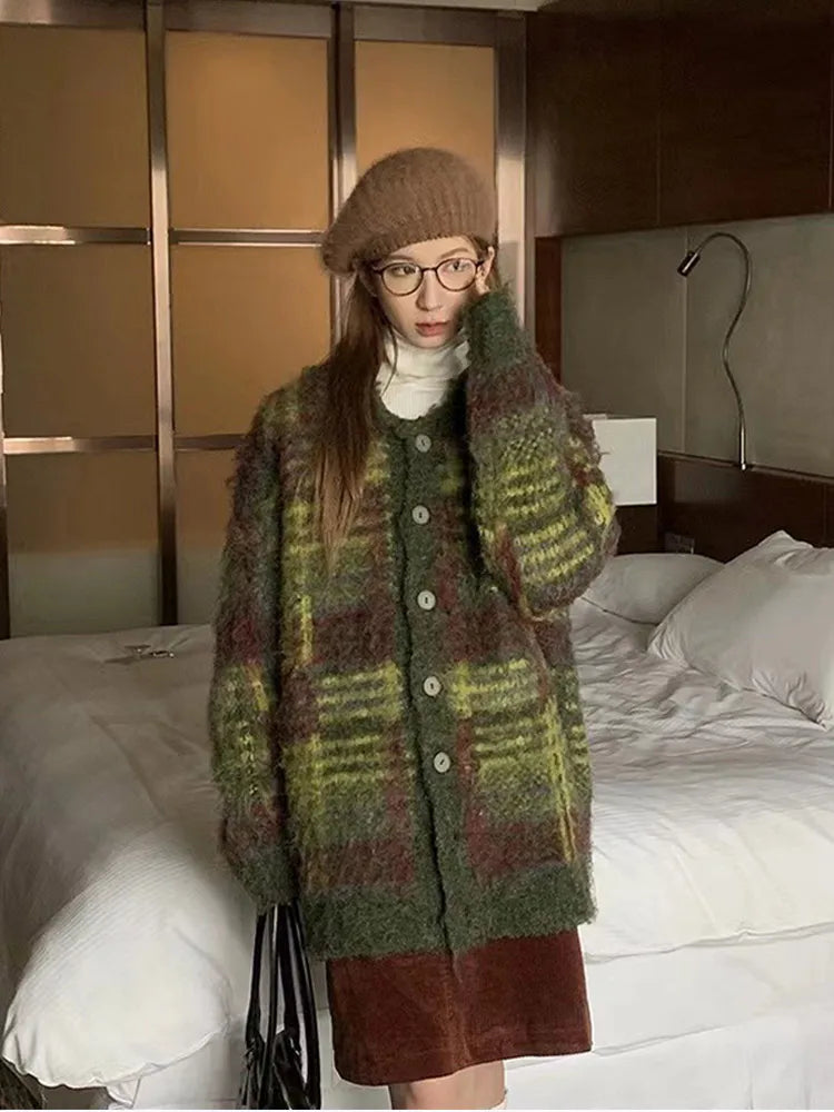 O-neck Panelled Loose Cardigan Coat for Chic Autumn/Winter Style - Image 8