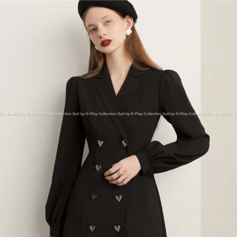 Double Breasted Slim Black Suit Dress for Autumn/Winter Events - Image 6