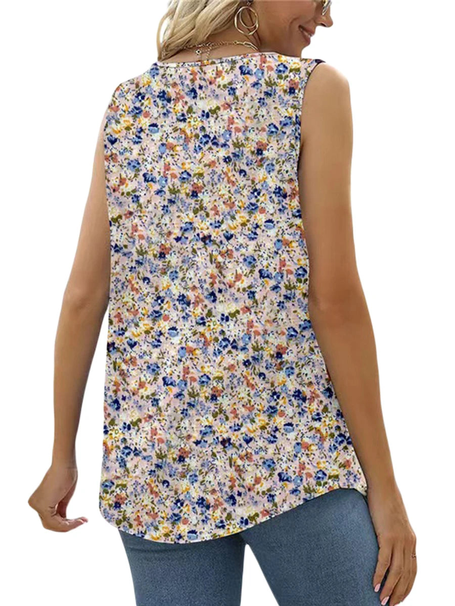 Flower Print Square Neck Sleeveless Camisole Tank for Women - Image 3