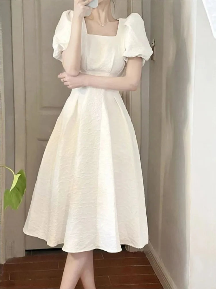 Summer Elegant Women's Party Dress with Puff Sleeves