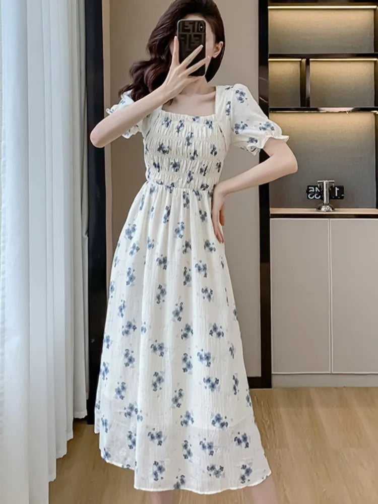 Stylish Floral Print Ruffle A-line Summer Dress Women's Fashion - Image 6