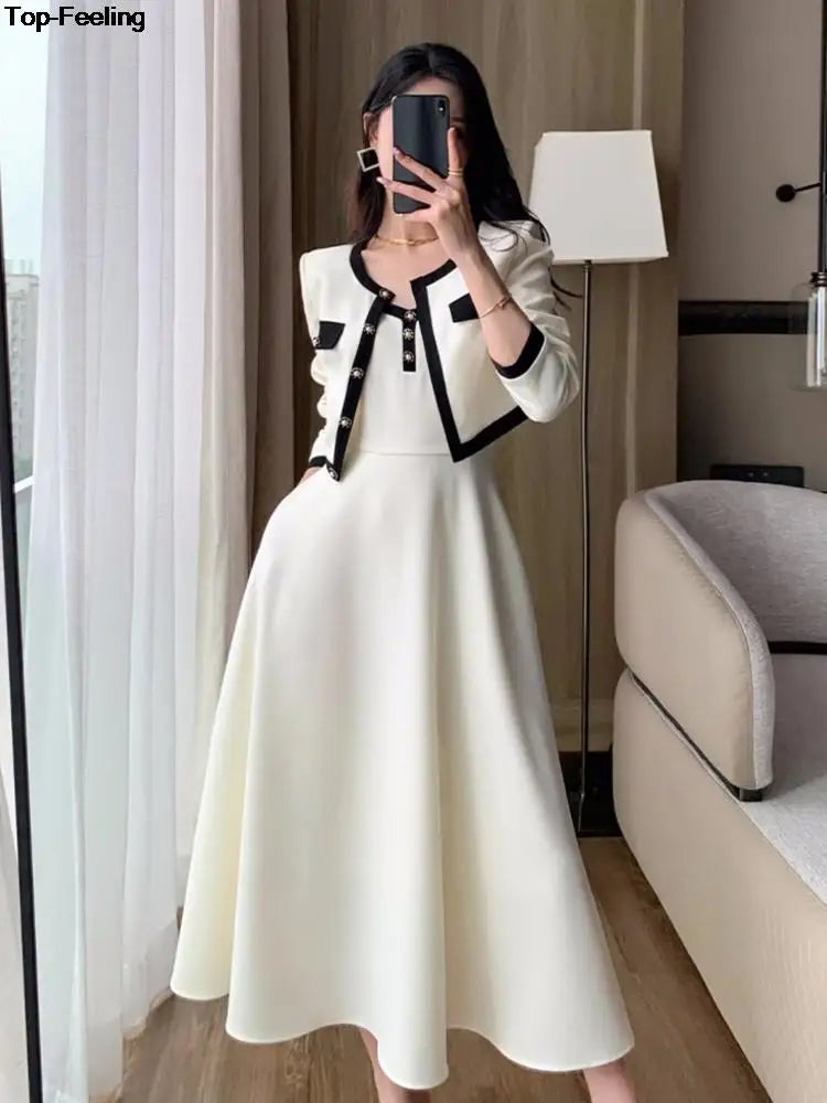 Stylish 2 Piece Midi Dress Set for Office Chic Look