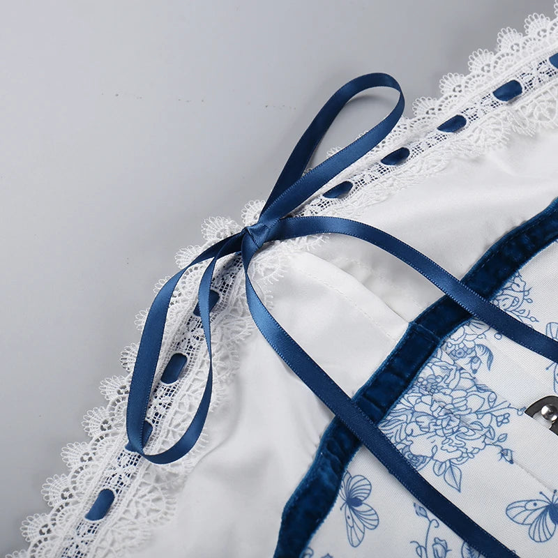 Off-shoulder Floral Print Blue Dress for Women's Vacation Style - Image 7