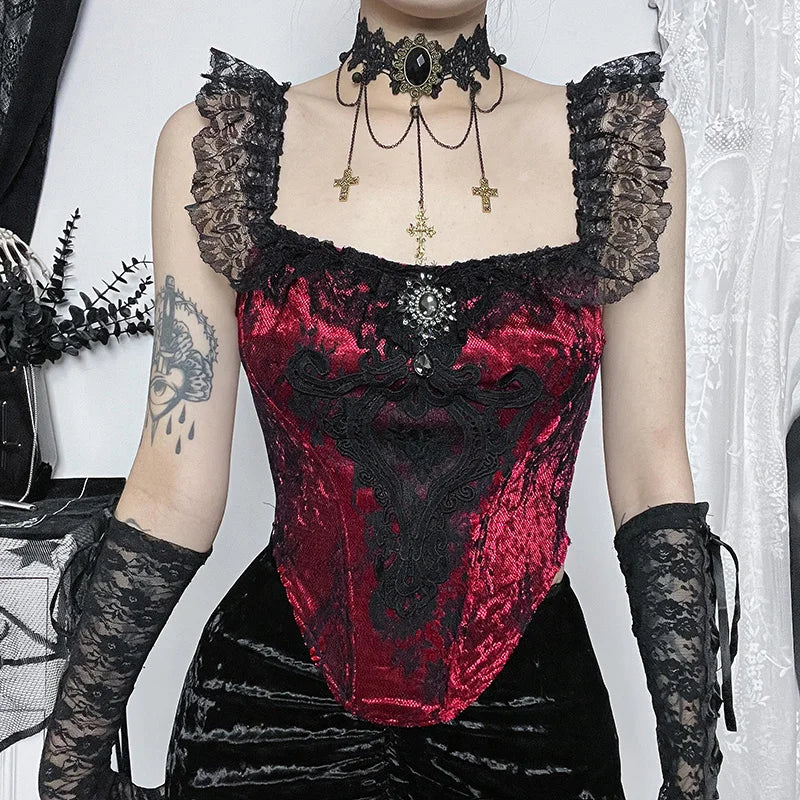 Black Gothic Crop Top Harajuku Aesthetic Shirt