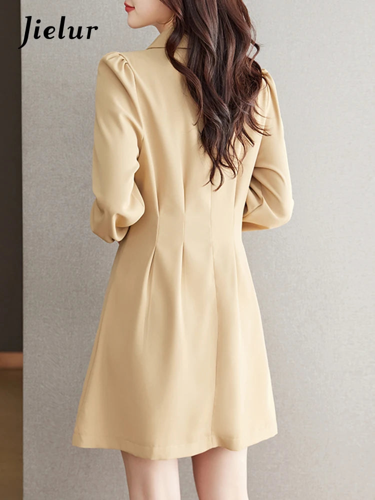 Spring Solid Color Slim Office Dress French Casual Long-sleeve - Image 4