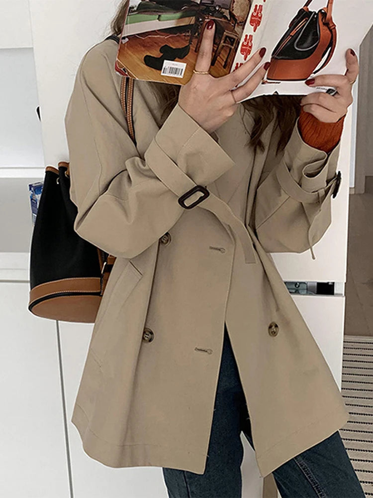 Double-Breasted Long Sleeve Trench Coat Spring Casual Fashion for Women - Image 6