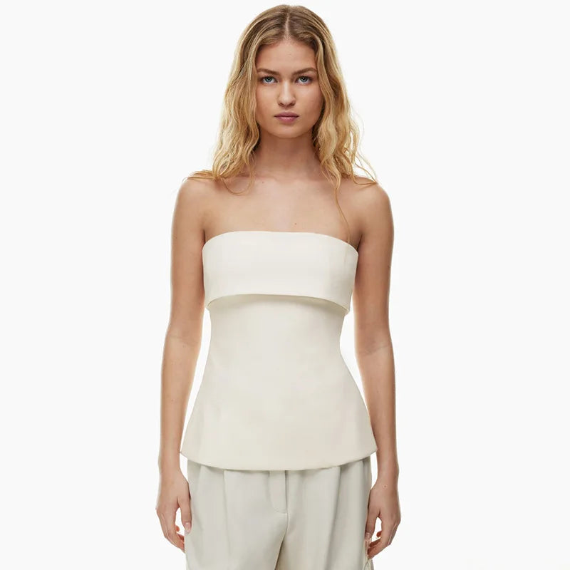 Strapless Backless Tube Top for Women - White/Black, Summer Fashion - Image 5