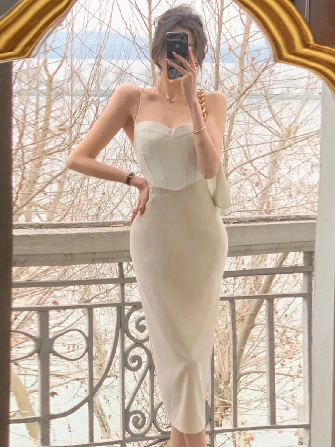 Summer Spaghetti Strap Bodycon Midi Dress for Women - Image 7
