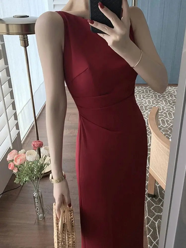 Stylish Spaghetti Strap Sleeveless Dress for Women, Elegant Evening Midi - Image 10