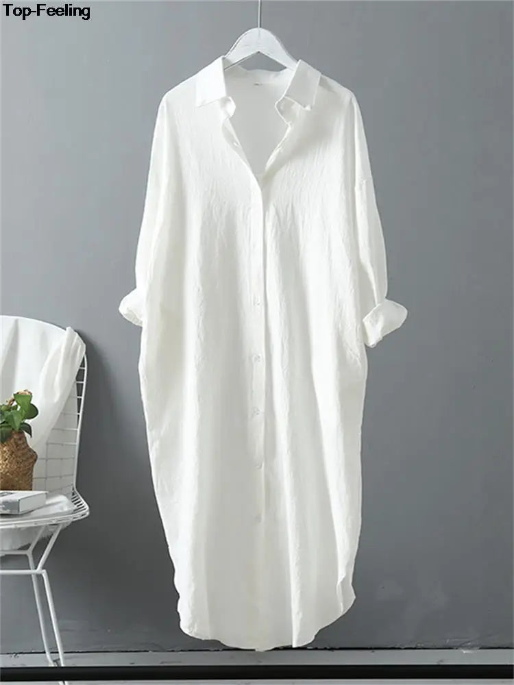 Spring Summer Casual Long Dress for Women Solid Color Robe Femme - Image 7