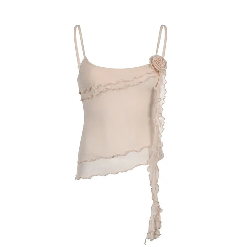 Vintage Floral Patchwork Sleeveless Mesh Crop Top - Sexy See Through Tee - Image 5
