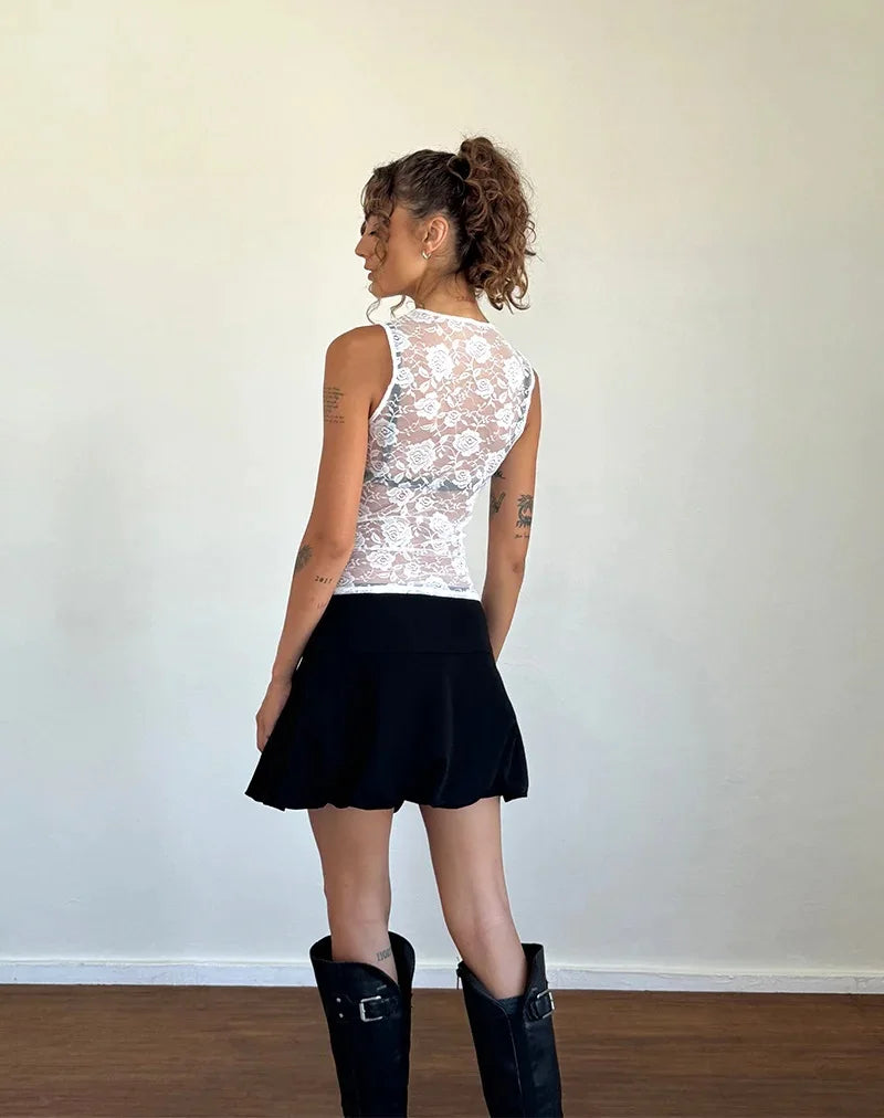 Floral Fitted Crop Tops: See-Through Sleeveless Summer Clubwear for Women - Image 5