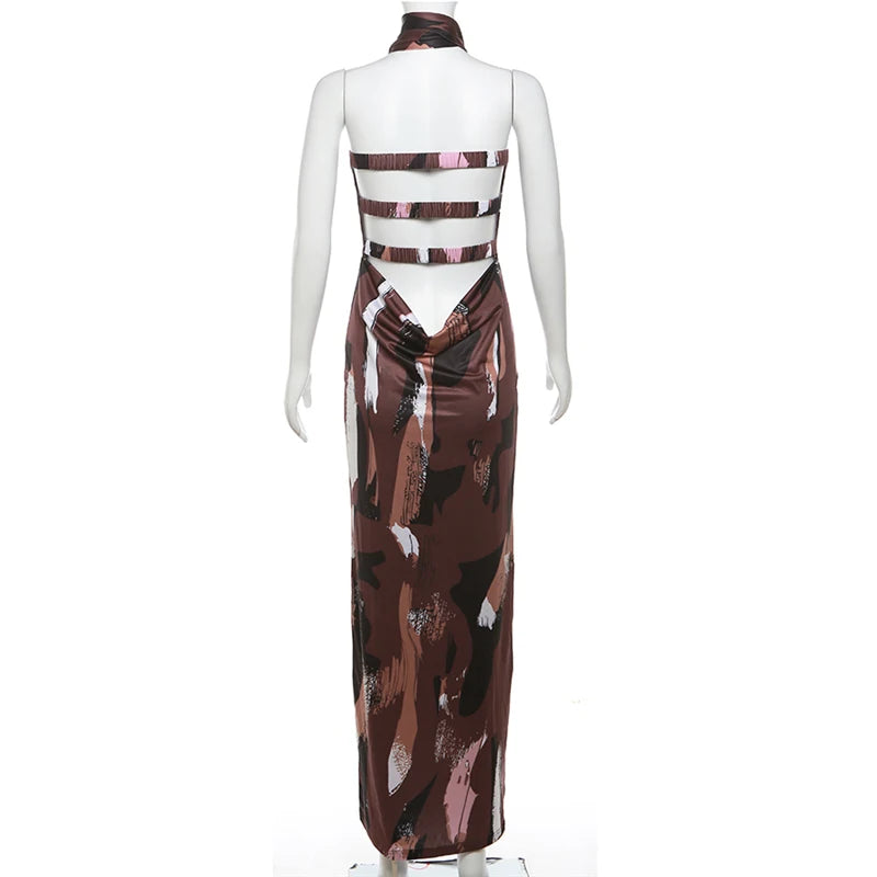 Backless Halter Wrap Maxi Dress - Women's Elegant Sleeveless Robe - Image 6