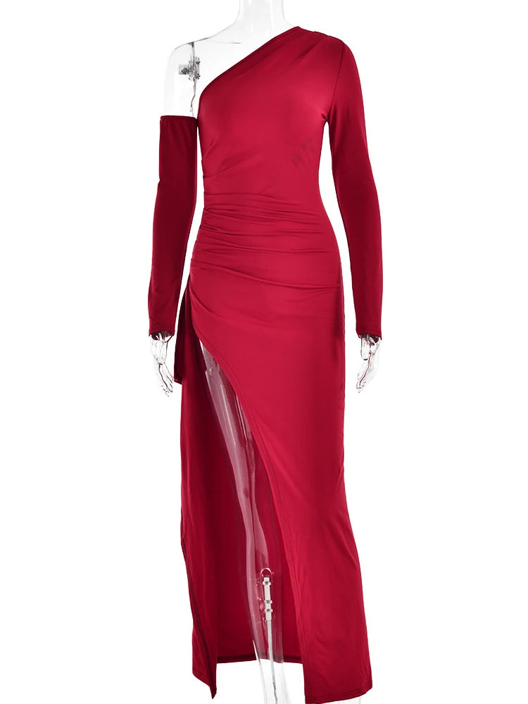 Elegant Bodycon Maxi Dress with High Split & Backless Design - Image 8