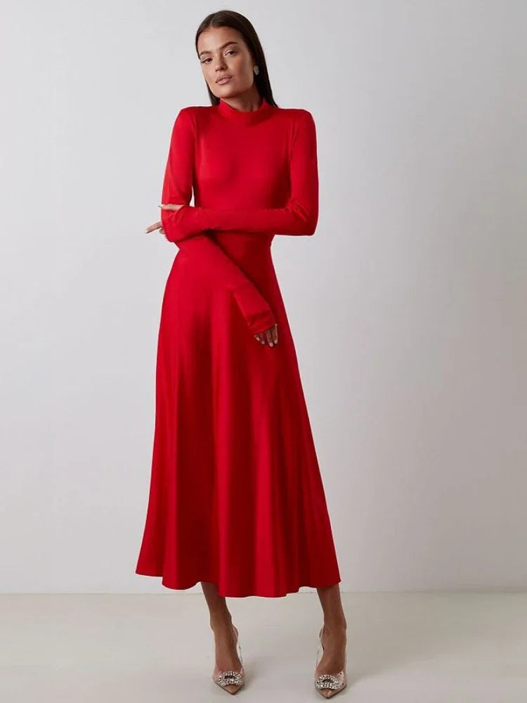 Stylish Long Maxi Dress for Women, O Neck Bodycon