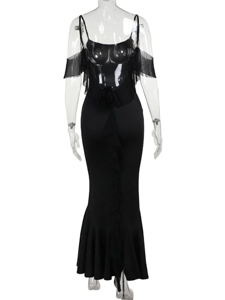 Elegant Off-Shoulder Backless Maxi Evening Dress - Women's Fashion - Image 5