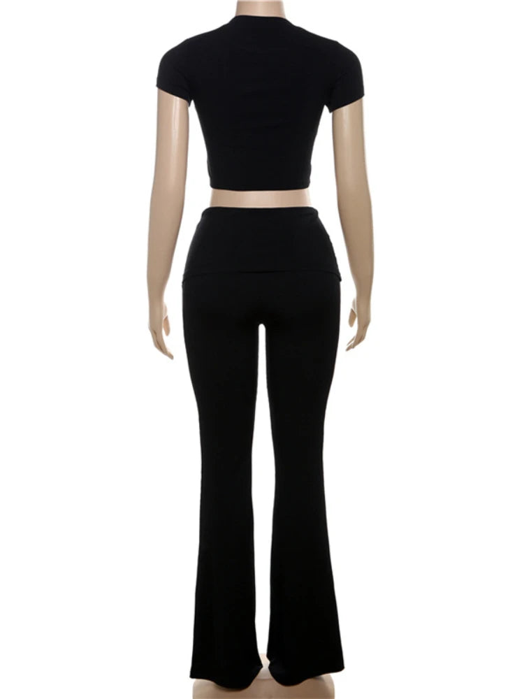 Women's Crop Top & High Waisted Pants Matching Set - Image 9