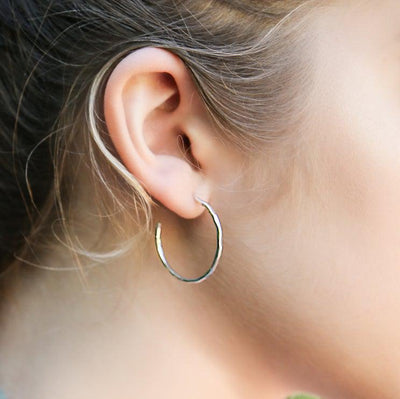 Handmade Hammered Silver Hoop Earrings | Mostly Sweet Jewelry