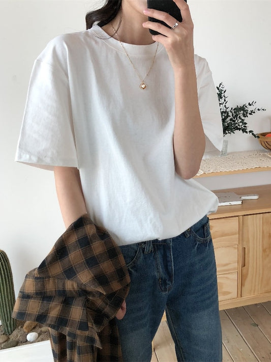 Alien Kitty 2022 New Summer T Shirt Women Soft Free Loose Hot Sale Solid Fresh Casual Natural Short Basic Shirts 9 Colors