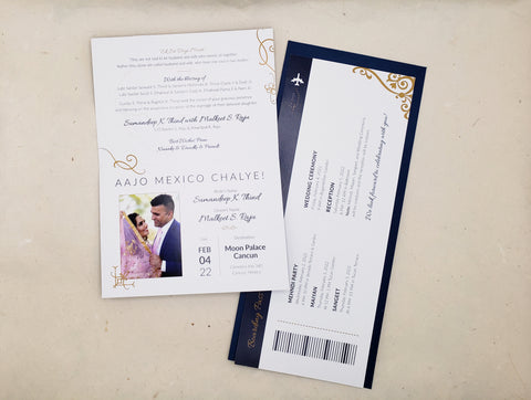 passport and boarding pass wedding invitations