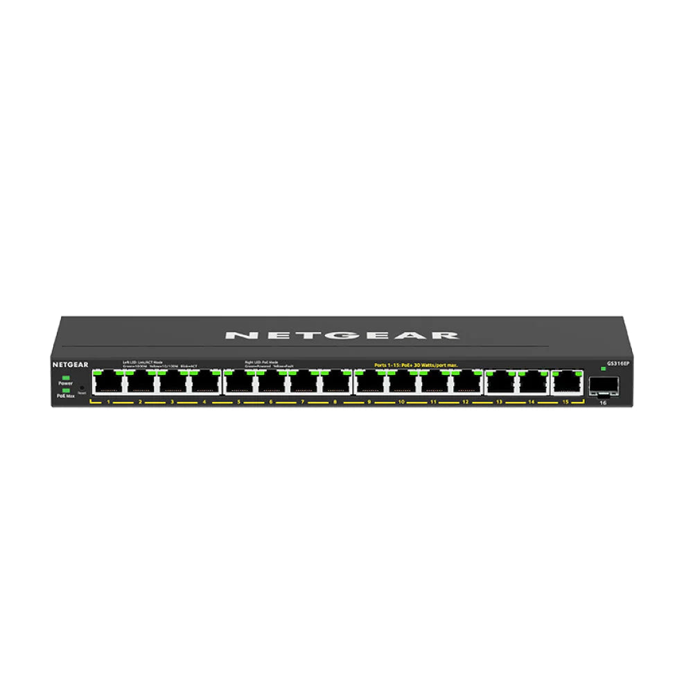 NETGEAR GS316EP 16-Port PoE Gigabit Ethernet Plus Switch - with 15 x PoE+ @ 180W - Kaira India product image