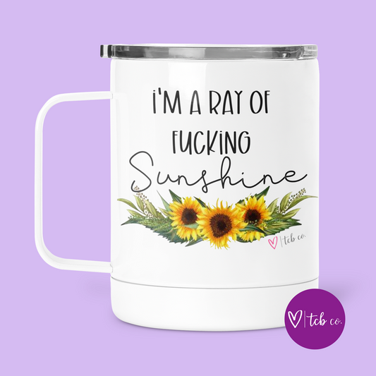 I'm A Ray Of Fucking Sunshine Glass Cup With Wood Lid and Straw, Adult –