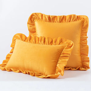 Orange Yellow Ruffled Throw Pillow Cover - Livieboo