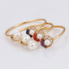 Gold-Plated Flower Bangle with White Pearl