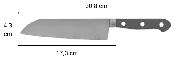 dimensioni del coltello chef kyoto santoku