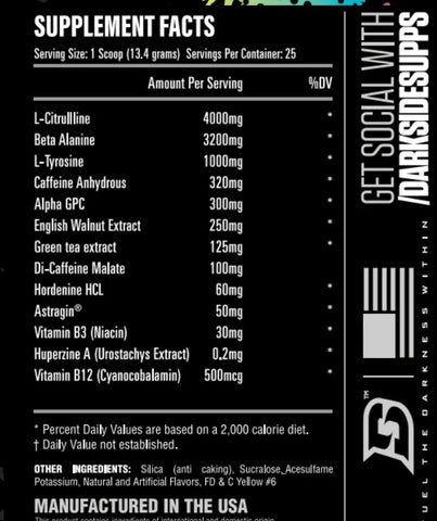 darkside ultra extreme nutritional info