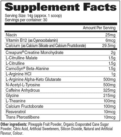 GAT Nitraflex + Creatine nutritional info