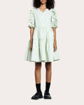 A-line Animal Print Cotton Tiered Wrap Gathered Shirred Dress With Ruffles by Cecilie Bahnsen