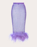 Women Rhinestone Feather Midi Skirt Cotton/polyester