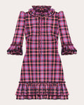 Checkered Print Collared Tiered Fitted Dress With Ruffles by The Vampire Wife