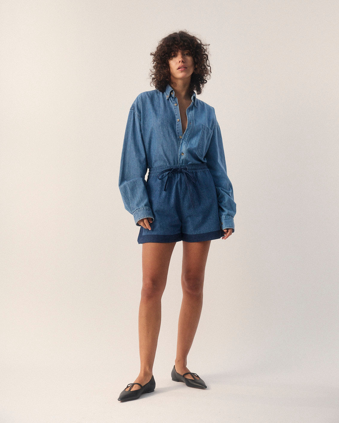 Shop E.l.v Denim E. L.v. Denim Women's The Match Denim Shirt In Blue