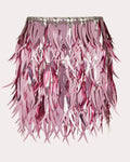 Women Metallic Feather Mini Skirt Polyester