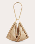 Women Soft Metallic Pocket Bag In Gold Leather