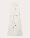Belted Pocketed Collared Dress by Mark Kenly Domino Tan
