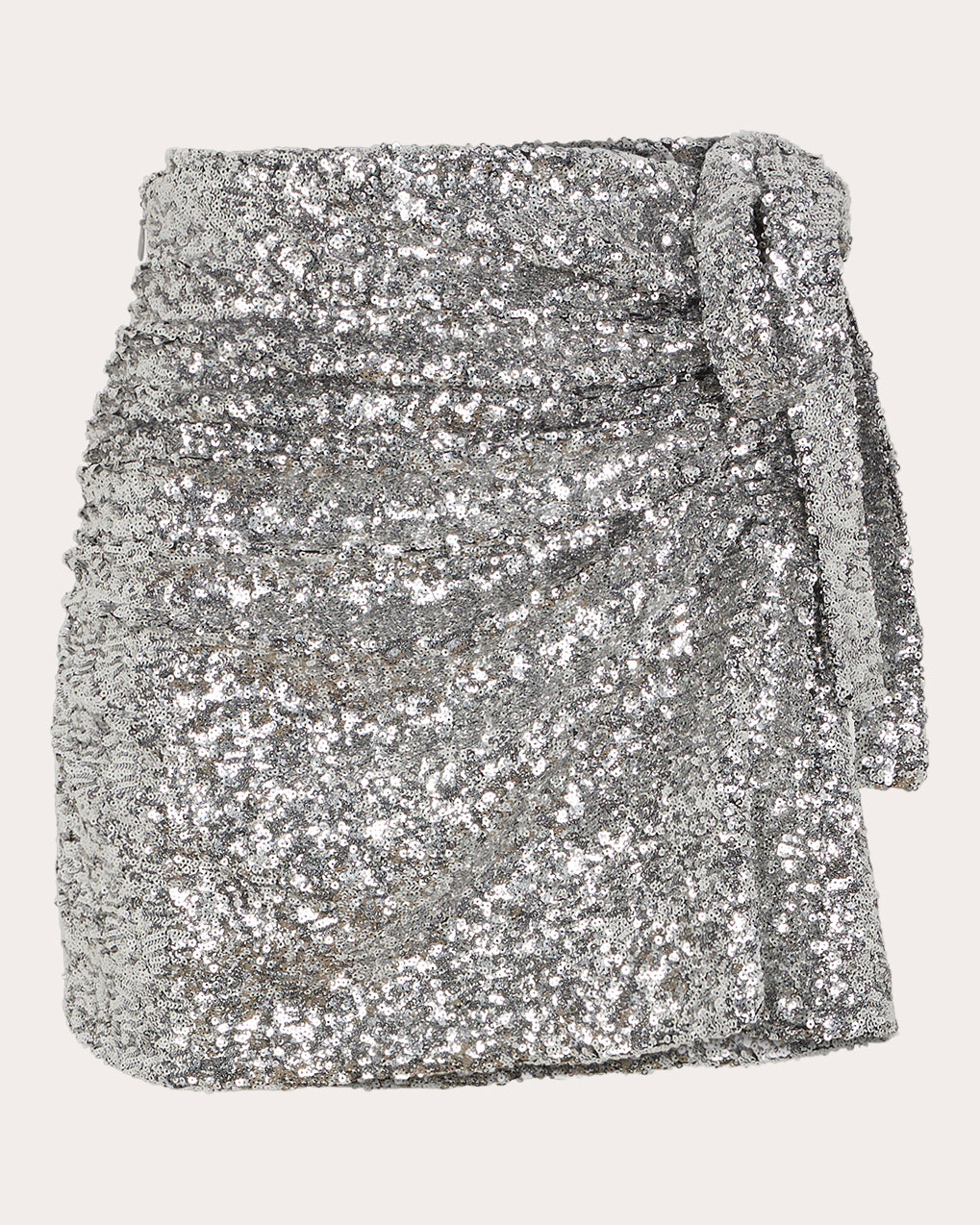 Shop Rabanne Women's Sequin Drape Mini Skirt In Silver