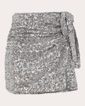 Women Sequin Drape Mini Skirt Viscose/elastane/polyester