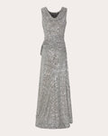 Sleeveless Sequined Draped Cowl Neck Dress by Rabanne