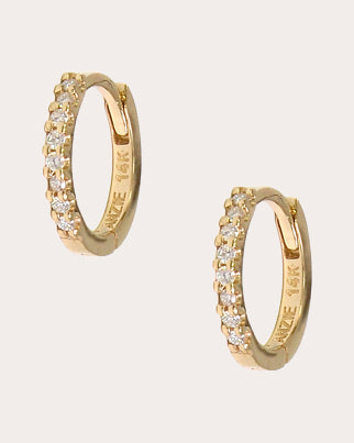 Shop Anzie Women's Classique Pavé Huggie Earrings In Gold