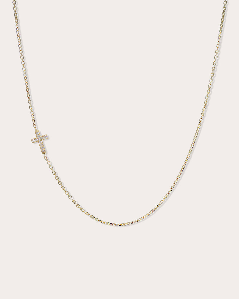 Shop Anzie Women's Love Letter Pavé Cross Necklace In Gold